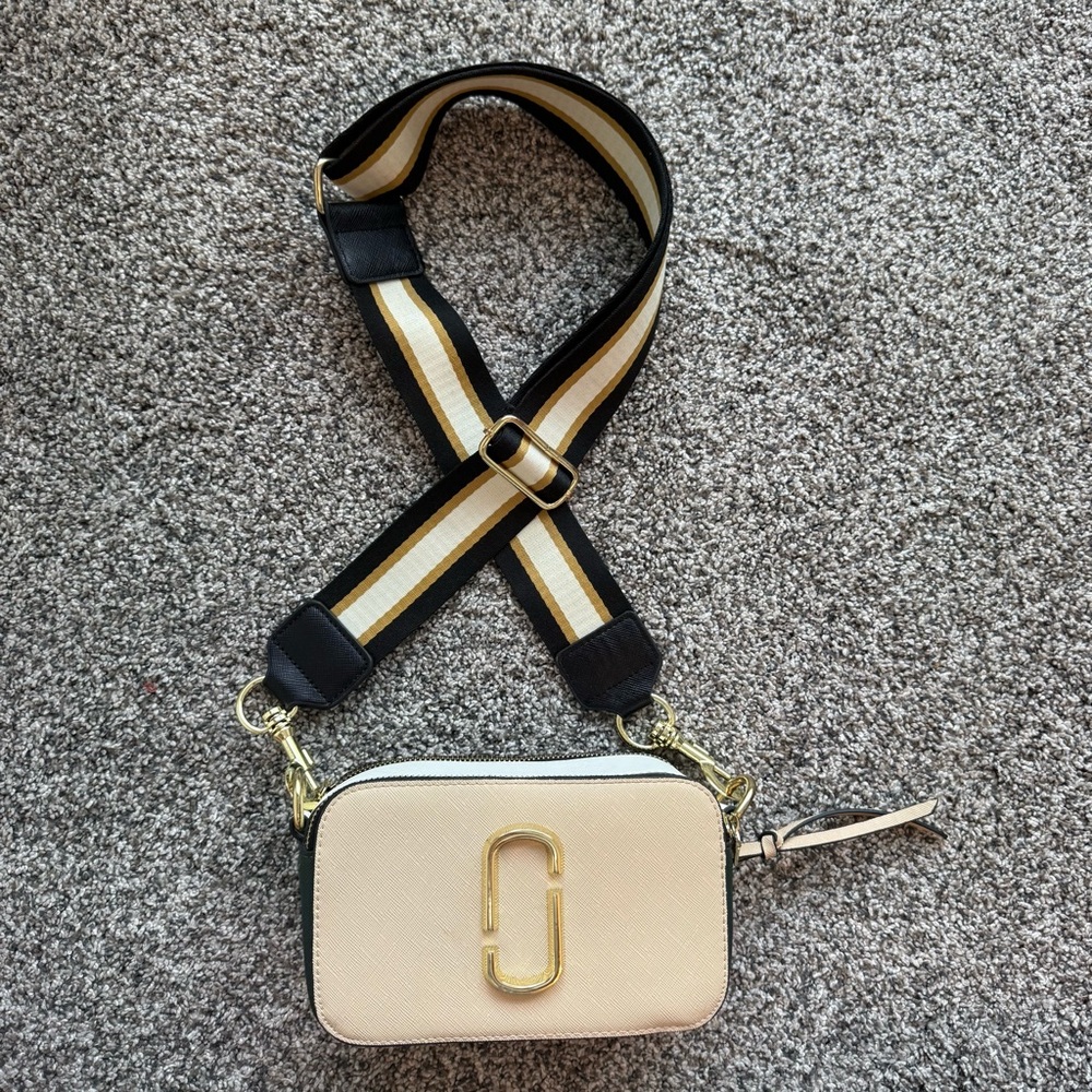 Cream Crossbody Bag with Gold Accents